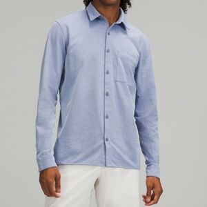 Lululemon Commission Oxford Long-Sleeve Harbor Blue White Button Down Shirt Sz M